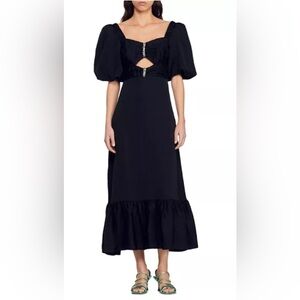 Sandro Black Puff Sleeve Dress nwt